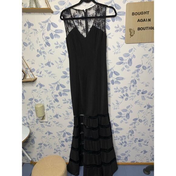 Cache Mermaid Fit Lace Black Dress Size 6 - Picture 1 of 6